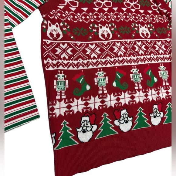 NWT American Rag Ugly Christmas Sweater Turtleneck Red Green Stripes Vest - Picture 2 of 8